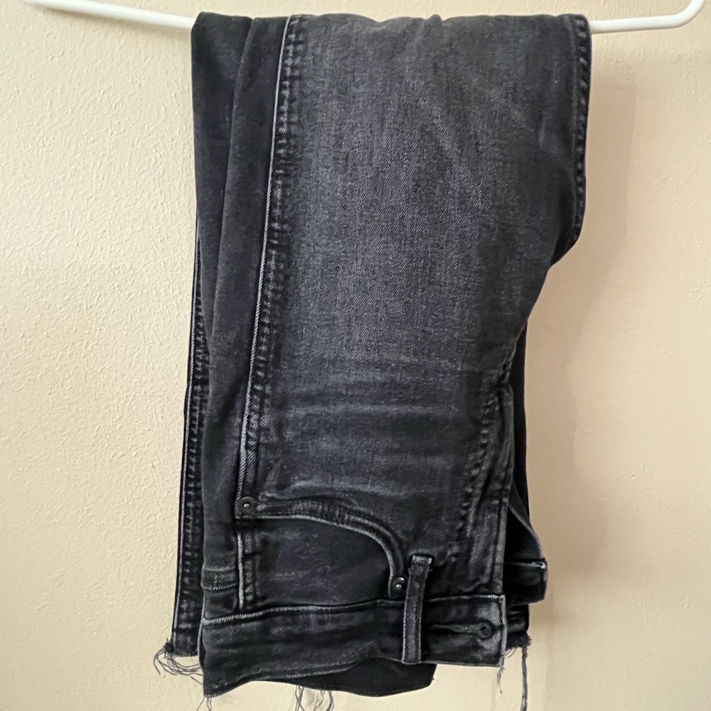 GAP vintage slim high rise distressed black jeans